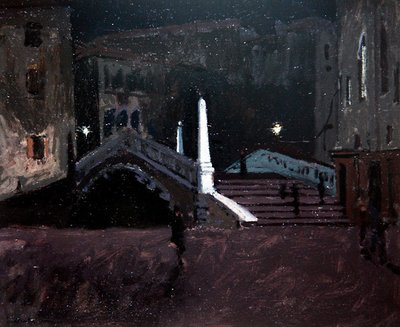 Ponte delle Guglie sul Cannaregio (Yökohtaus, Venetsia) n. 1896 (öljy kankaalle) tekijältä Walter Richard Sickert