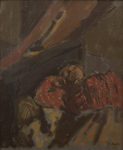 Punakuvioinen pusero, noin 1907 (Öljy kankaalle) tekijältä Walter Richard Sickert