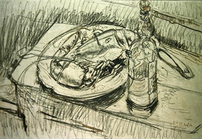 Asetelma hummerin kanssa (liitu ja muste paperille) tekijältä Walter Richard Sickert