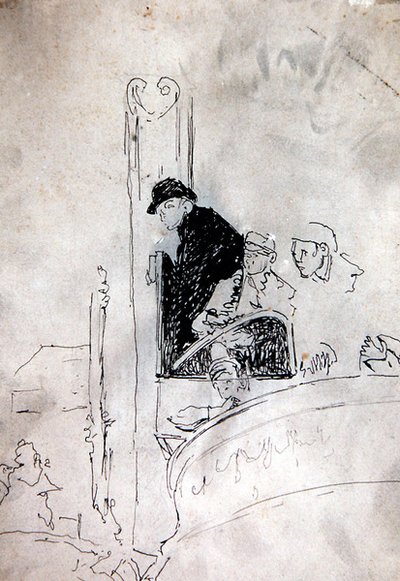 The Gallery of the Old Bedford, n. 1895-1900 (kynä ja muste paperille) tekijältä Walter Richard Sickert
