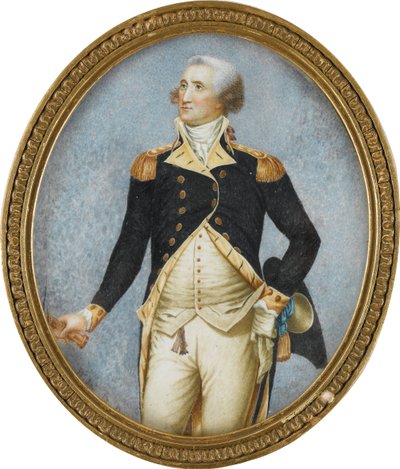 Muotokuva George Washingtonista (1732-1799), Robertson, Walter (1750-1801). Akvarelli, guassi sarvessa tekijältä Walter Robertson