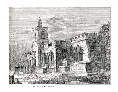 St. Dunstans Stepney. Vuonna 1803 otettu kuva tekijältä Walter Thornbury