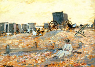Beach Scene (öljy paneelille) tekijältä Walter Westley Russell