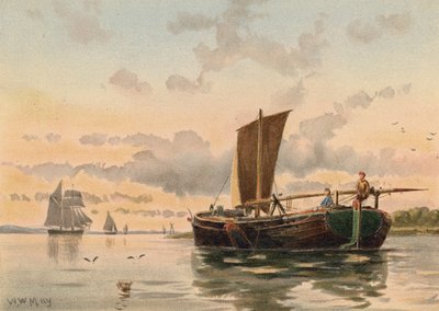 Proomun pudottaminen Medwaylle (värilitografia) tekijältä Walter William May