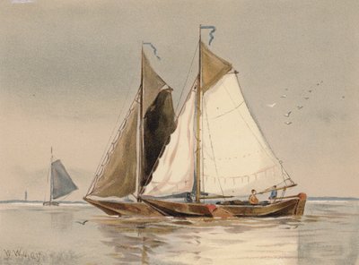 Hollantilaiset pullottajat Scheldtin rannalla (värilitografia) tekijältä Walter William May