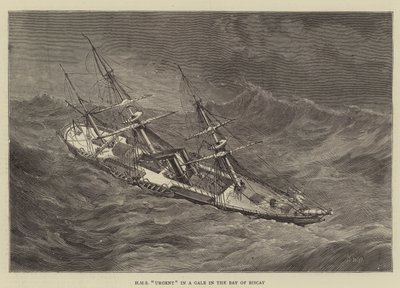 HMS Urgent in a Gale Biskajanlahdella tekijältä Walter William May