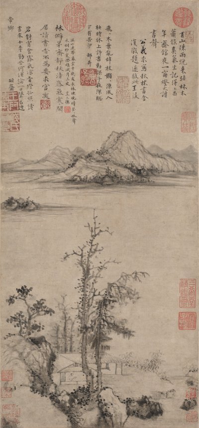 Tutkijan retriitti syyspuiden keskellä, Ming-dynastia 1368-1644. tekijältä Wang Fu