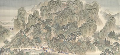 Kangxin keisarin eteläinen tarkastuskierros, käärö 3: Jinan Mount Tai, datataulukko vuoteen 1698. tekijältä Wang Hui