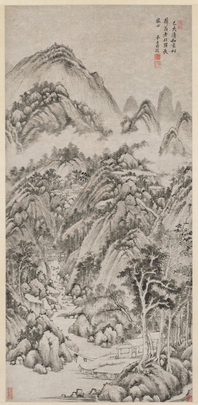 Kesän syleilemä vuoristokylä, 1659. tekijältä Wang Shimin