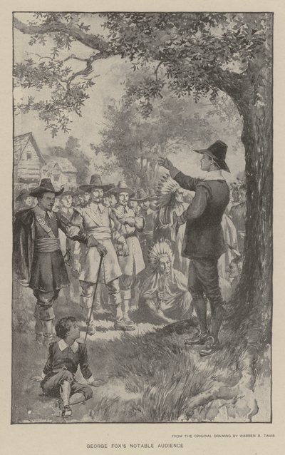 George Foxin merkittävä yleisö (litho) tekijältä Warren B. Davis