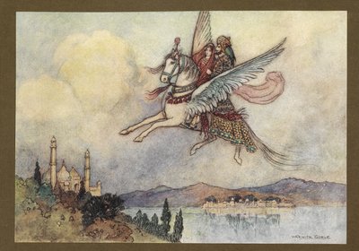 Levy 20: "Nainen, kuningas ja hiraman saavuttivat kaikki kuninkaan pääkaupungin terveinä", Folk-Tales of Bengal... 32 värillistä Warwick Goblen kuvitusta (De luxe.) tekijältä Warwick Goble