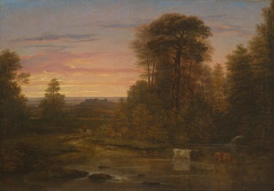 Maisema auringonlaskun jälkeen, n. 1819 (öljy kankaalle) tekijältä Washington Allston