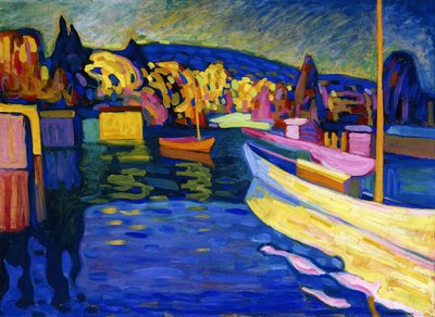 Syksyinen maisema veneiden kanssa tekijältä Wassily Kandinsky