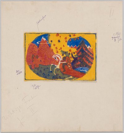 Berge (Probedruck für Kandinskys Buch Klänge, S. 63) tekijältä Wassily Kandinsky