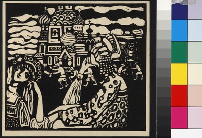 Eglise - kirkko (Kirche), kirjoittanut Kandinsky, Wassily Vasilyevich (1866-1944). Puupiirros tekijältä Wassily Kandinsky