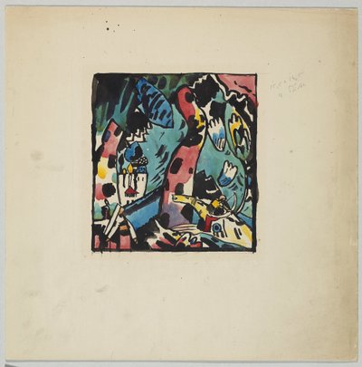 Luonnos värilliselle puupiirrokselle "Archer" tekijältä Wassily Kandinsky