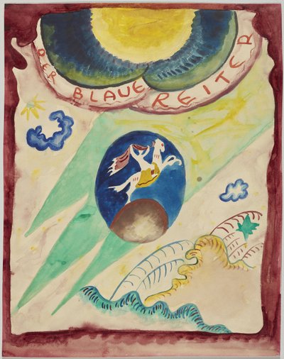 Luonnos almanakan "Der Blaue Reiter" kannelle tekijältä Wassily Kandinsky
