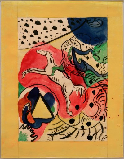 Suunnittelu Almanac Der Blaue Reiter -lehden kanteen tekijältä Wassily Kandinsky