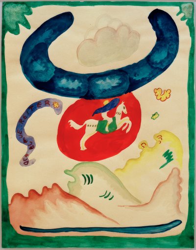 Suunnittelu Almanac Der Blaue Reiter -lehden kanteen tekijältä Wassily Kandinsky