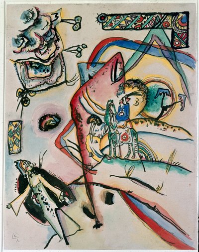 Ekspressionismi: "" Ratsumies"" Vassily Kandinskyn maalaus (tai Wassily Kandinsky tai Kandinsky, 1866-1944). 1916 New York, Museum of Modern Art tekijältä Wassily Kandinsky