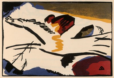 Holzschnitt zu dem Gemälde "Lyrisches" (Blatt 9 aus: "Klänge") tekijältä Wassily Kandinsky