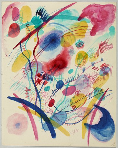 Koostumus punainen, sininen, vihreä ja keltainen tekijältä Wassily Kandinsky