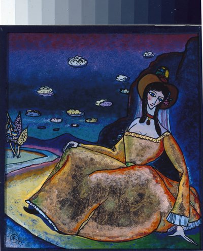 ""Nainen kultaisessa mekossaan"" Vassily Kandinskyn (tai Wassily Kandinski tai Kandinskij) maalaus tekijältä Wassily Kandinsky