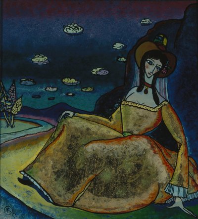 Nainen kultamekossa, 1917 tekijältä Wassily Kandinsky