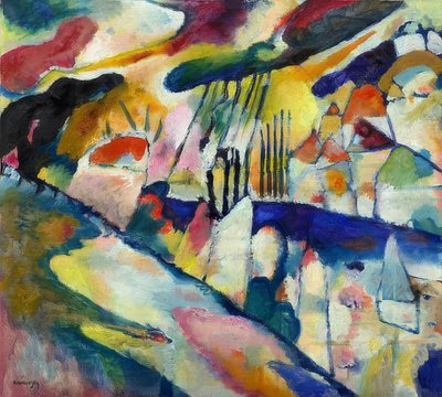Maisema sateella. 1913 tekijältä Wassily Kandinsky