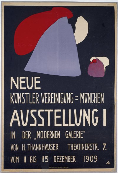 Neue Künstlervereinigung Münchenin ensimmäisen näyttelyn juliste tekijältä Wassily Kandinsky