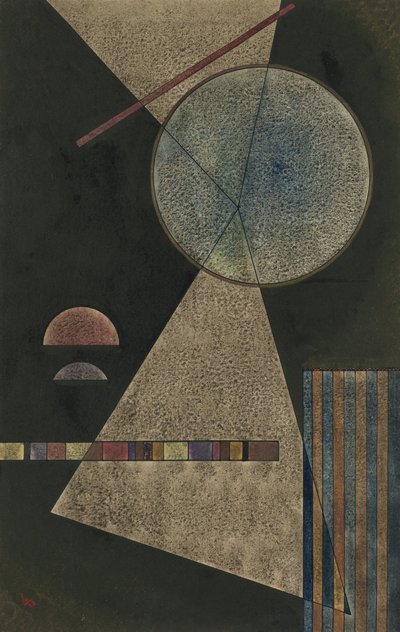 ""Point de rendezvous"" (Kokouspaikka) Wassily Kandinskyn (tai Wassily Kandinski tai Kandinskij) akvarelli ja guassi tekijältä Wassily Kandinsky