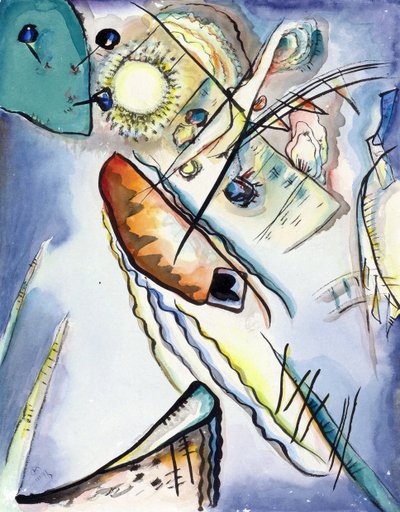 ""Nimetön"" Akvarelli Vassily Kandinsky (tai Wassily Kandinsky tai Kandinskyj tekijältä Wassily Kandinsky