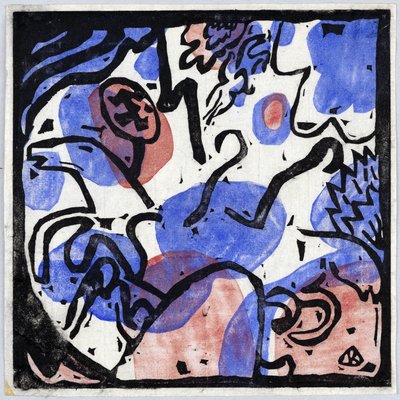 ""Kolme hevosmiestä punaisessa, sinisessä ja mustassa"" Wassily Kandinskyn (tai Wassily Kandinski tai Kandinskij) maalaus tekijältä Wassily Kandinsky
