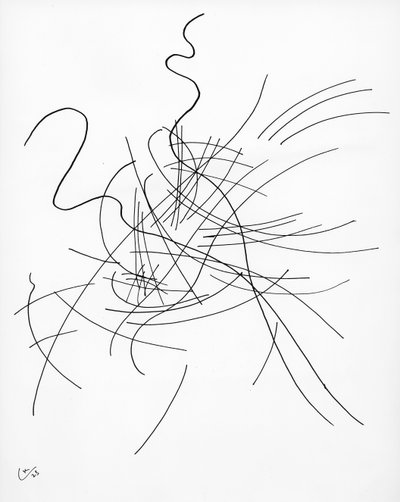 Nimetön, 1923 (kynä ja muste paperille) (bw valokuva) tekijältä Wassily Kandinsky