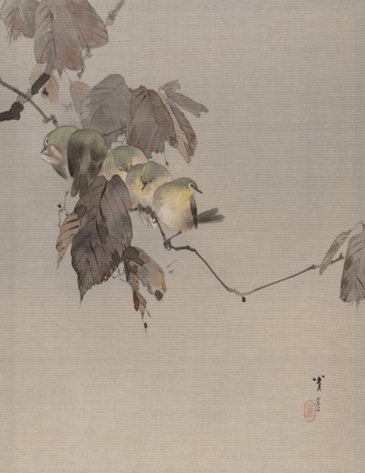 Linnut oksalla, n. 1887. tekijältä Watanabe Seitei