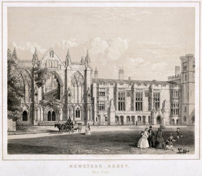 Newstead Abbeyn länsipuoli, Nottinghamshire, 1860 tekijältä Waterlow and Sons