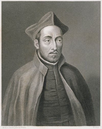Ignatius de Loyola, kaiverrettu W. Hollin toimesta, teoksesta World Religion, julkaisija A. Fullarton & Co. tekijältä Weirix