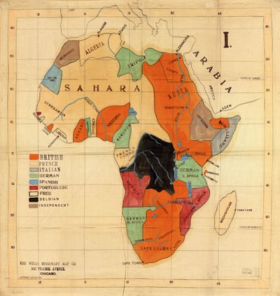 Afrikka]. tekijältä Wells Missionary Map Co.