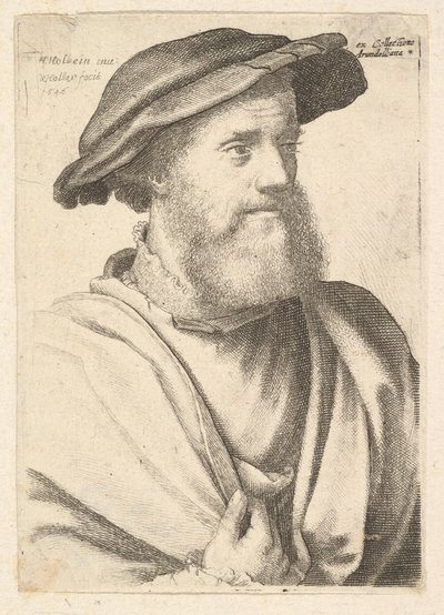Parrakas mies Hans Holbeinin mukaan, 1646. tekijältä Wenceslaus Hollar