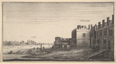 Näkymä Lambethin palatsista joelta Whitehall Stairsissa, 1625-77. tekijältä Wenceslaus Hollar