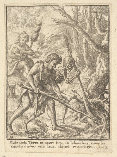 Adam Plowing of the Dance of Death, 1651. tekijältä Wenceslaus Hollar
