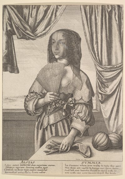 Aestas - Kesä Kolmen neljäsosan pituiset vuodenajat, 1641. tekijältä Wenceslaus Hollar