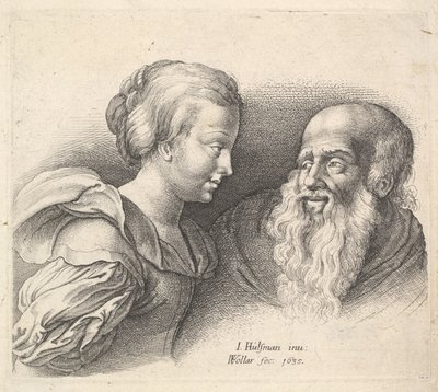 Vanha mies ja tyttö, Hulsmanin mukaan, 1635. tekijältä Wenceslaus Hollar