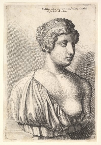 Antiikkinen naisen rintakuva, 1645. tekijältä Wenceslaus Hollar