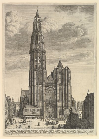 Antwerpenin katedraalin esite Tvrris Ecclesiæ Cathedralis, 1625-77 tekijältä Wenceslaus Hollar
