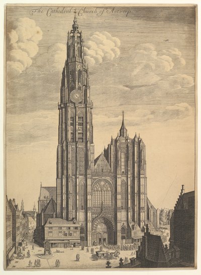 Antwerpenin katedraalin esite Tvrris Ecclesiæ Cathedralis, 1649 tekijältä Wenceslaus Hollar
