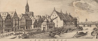 Syksy: Viinimarkkinat, n. 16281629. tekijältä Wenceslaus Hollar