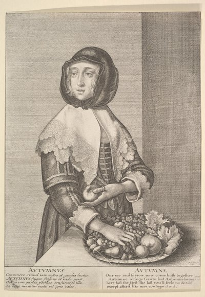 Syksy - Syksy Kolmen neljänneksen pituiset vuodenajat, 1641. tekijältä Wenceslaus Hollar