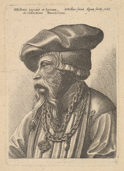 Parrakas mies ketjukaulakorulla, 1647. tekijältä Wenceslaus Hollar