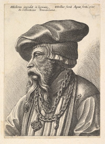 Parrakas mies ketjukaulakorulla, 1647. tekijältä Wenceslaus Hollar